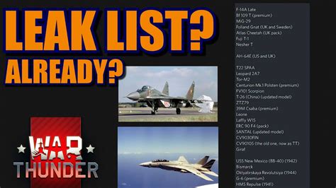 war thunder leaks|Leak list for December update